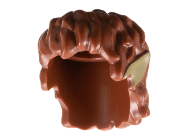 Minifigure, Hair Mid-Length Tousled with Dark Tan Pointed Ears Pattern: {червеникаво-кафяв}