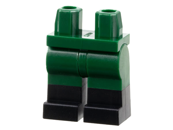 Hips and Legs with Molded Black Lower Legs / Boots Pattern: {земно зелен}