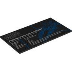 Tile 8 x 16 with Bottom Tubes, Textured Surface with Star Wars Venator-class Star Destroyer Pattern: {черен}