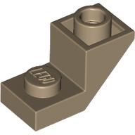 Покривна плочка 1x2, обърната, град. 45, с разр: {пясъчно жълт}