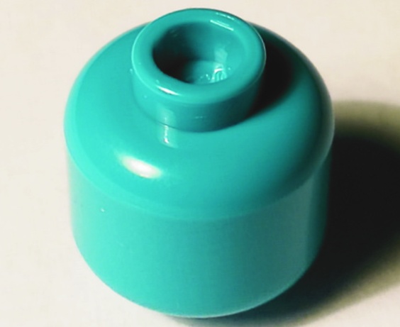 Minifigure, Head (Plain): {ярко синьо-зелен}