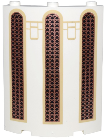 Cylinder Quarter 4 x 4 x 6 with Black Narrow Arched Windows with Copper Lattice Screens and Tan Frames Pattern: {бял}