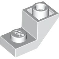 Покривна плочка 1x2, обърната, град. 45, с разр: {бял}
