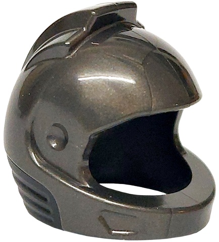 Minifigure, Headgear Helmet Space, City Astronaut with Molded Black Neck Base Pattern: {титаниево метален}