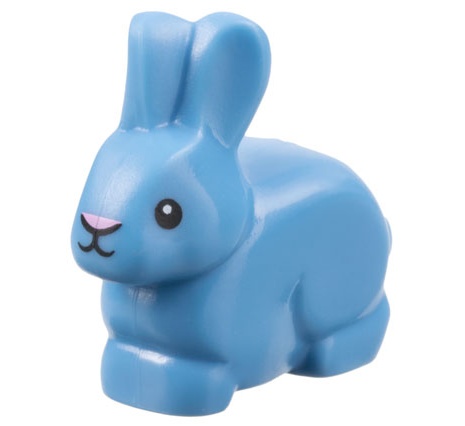 Bunny / Rabbit with Black Eyes and Mouth and Bright Pink Nose Pattern: {умерено син}