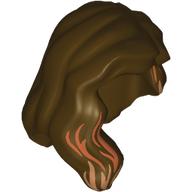 Minifigure, Hair Female Mid-Length with Part over Right Shoulder with Medium Nougat and Nougat Highlights Pattern: {тъмно кафяв}