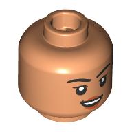 Minifigure, Head Dual Sided Female Black Eyebrows and Eyelashes, Dark Orange Lips, Open Mouth Smile / Frown, Raised Left Eyebrow Pattern: {нуга}