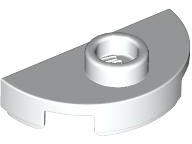 PLATE 1X2, 1/2 CIRCLE, W/ 1 KNOB: {бял}