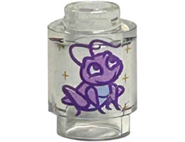 Brick, Round 1 x 1 Open Stud with Medium Lavender and Dark Purple Cricket and Gold Sparkles Pattern (Mulan Cri-Kee): {прозрачен}