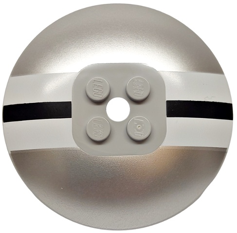 Dish 6 x 6 Inverted (Radar) - Solid Studs with Black and White Stripes on Metallic Silver Background Pattern: {умерено каменно сив}