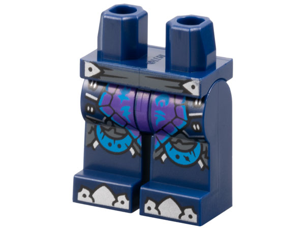 Hips and Legs with Dark Bluish Gray Belt, Dark Purple Loincloth with Dark Azure Ninjago Logogram 'LF' and ON', Silver Toes and Trim Pattern: {земно син}