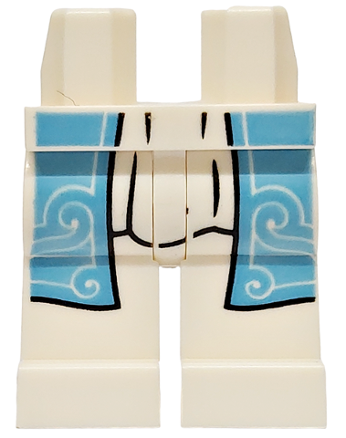 Hips and Legs with Medium Blue Robe Ends with Swirls, Black Outline and Pleat Lines Pattern: {бял}