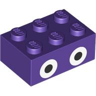 Brick 2 x 3 with Round White Eyes with Black Circle Pupils Pattern (Super Mario Nabbit): {светло виолетов}