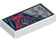 Tile 1 x 2 with Mini Doll Head, Silver Microphone and Black Handwritten 'Ley-La xo' and Hearts Pattern: {бял}