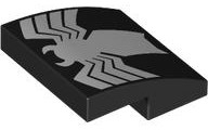 Slope, Curved 2 x 2 x 2/3 with White Spider Pattern: {черен}