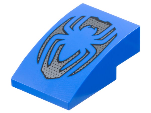 Slope, Curved 3 x 2 with Silver Diamond Plate and Outlining Spider Pattern: {ярко син}