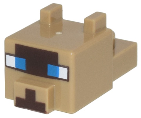 Creature Head Pixelated with Ears, Nose, and Face with Blue Eyes and Dark Brown Nose and Face Pattern (Minecraft Cat): {пясъчно жълт}