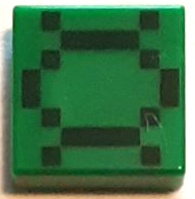 Tile 1 x 1 with Pixelated Dark Green Squares and Lines Pattern (Minecraft Baby Turtle Shell): {тъмно зелен}