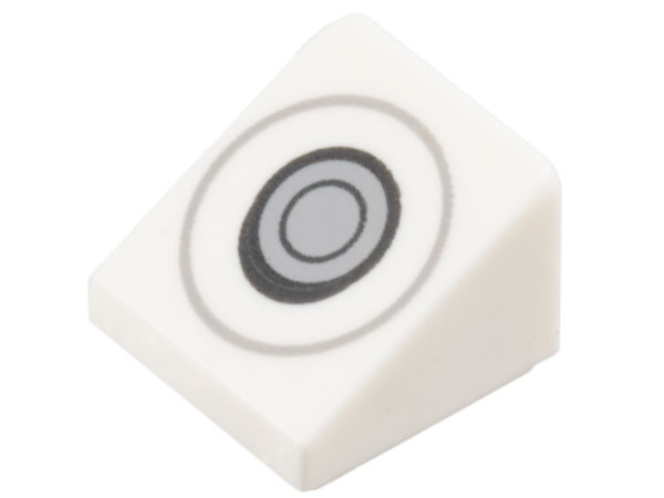 Slope 30 1 x 1 x 2/3 with Joystick Control, Dark Bluish Gray, Black, and Light Bluish Gray Circles Pattern: {бял}