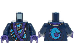 Torso Robe, Dark Purple and Silver Trim, Dark Azure Ninjago Logogram 'WOLF', Metallic Light Blue Blades Pattern / Dark Blue Arms / Dark Purple Hands: {земно син}