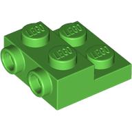 PLATE 2X2X2/3 W/ 2. HOR. KNOB: {ярко зелен}