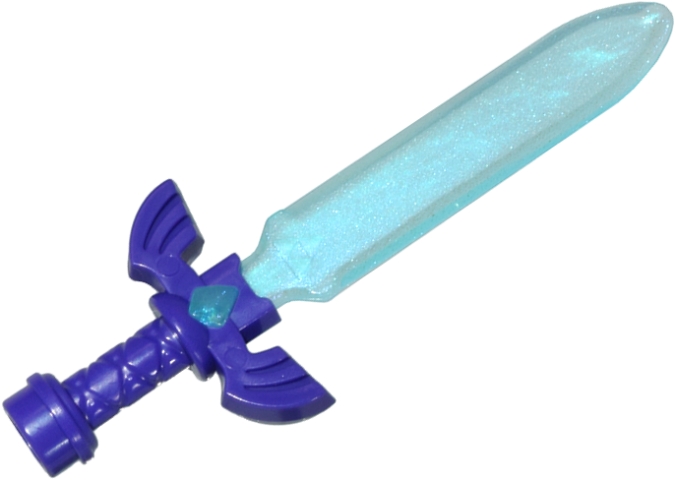 Minifigure, Weapon Sword, Greatsword with Ornate Hilt with Molded Satin Trans-Light Blue Blade and Gem Pattern (The Legend of Zelda Master Sword): {светло виолетов}
