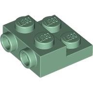 Plate, Modified 2 x 2 x 2/3 with 2 Studs on Side - Hollow Bottom Tube: {пясъчно зелен}