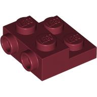 PLATE 2X2X2/3 W/ 2. HOR. KNOB: {нов тъмно червен}