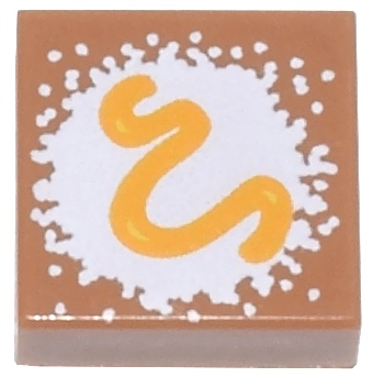 Tile 1 x 1 with Beignet White Powdered Sugar and Bright Light Orange Frosting Squiggle Pattern: {умерен нуга}