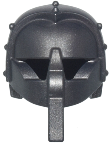 Minifigure, Headgear Helmet Castle / Fantasy with Rivets, Mask with Eye Holes and Long Nose Protection: {титаниево метален}