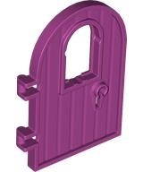 Door 1 x 4 x 6 Round Top with Window and Keyhole, Reinforced Edge: {ярко червеникаво-виолетов}