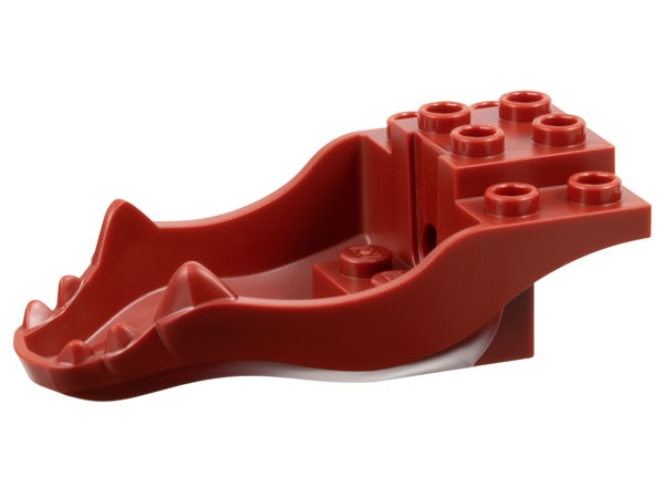 Dragon Head (Ninjago) Jaw Lower with Teeth and 10 Studs: {нов тъмно червен}