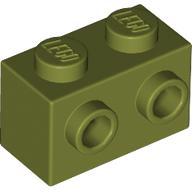 BRICK 1X2 W. 2 KNOBS: {маслинено зелен}