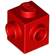 BRICK 1X1, W/ 2 KNOBS, CORNER: {ярко червен}