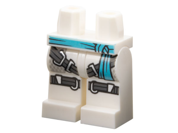 Hips and Legs with Medium Azure Sash, Dark Bluish Gray Harness and Knee Straps and Silver Trim Pattern: {бял}