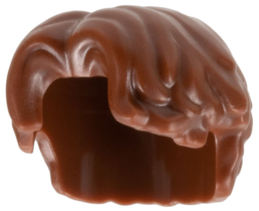Minifigure, Hair Short Wavy, Parted on Right: {червеникаво-кафяв}