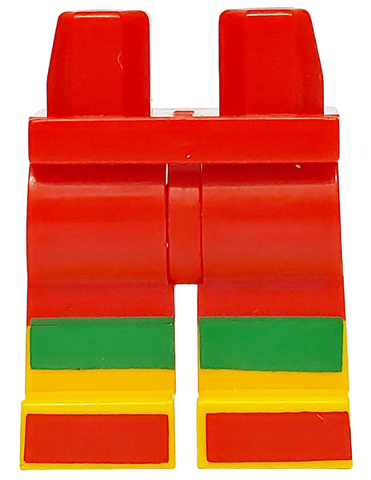 Hips and Legs with Molded Bright Light Orange Lower Legs / Boots and Printed Green Knee Stripes and Red Toes Pattern: {ярко червен}