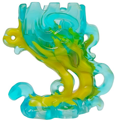 Minifigure Pedestal Ghost / Smoke with Marbled Bright Light Orange Pattern: {прозрачно светло син}