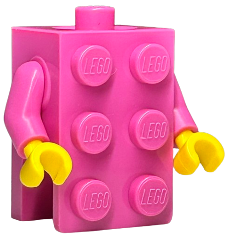 Torso, 2 x 3 Brick Costume / Dark Pink Arms / Yellow Hands (BAM): {ярко пурпурен}