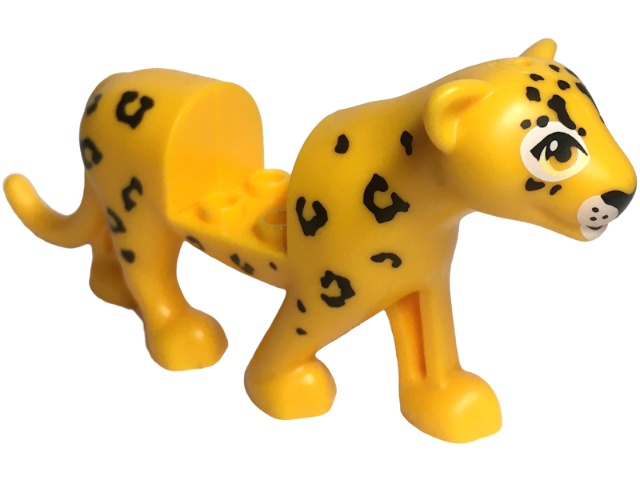 Big Cat with 2 x 2 Cutout with Black Jaguar Spots and White Trim on Face Pattern (Parce): {огнено жълто-оранжев}