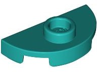 PLATE 1X2, 1/2 CIRCLE, W/ 1 KNOB: {ярко синьо-зелен}