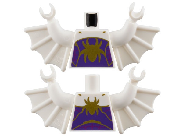 Torso Gold Spider and Trim on Dark Purple Panel Pattern / White Arms with Wings / White Hands: {бял}