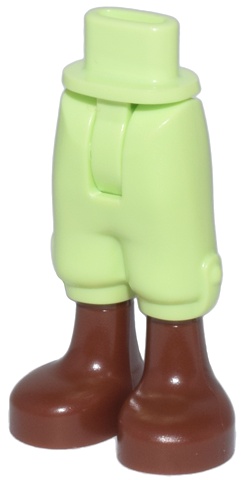 Mini Doll Hips and Trousers Cropped with Molded Reddish Brown Legs and Feet Pattern - Thin Hinge: {пролетно жълто-зелен}