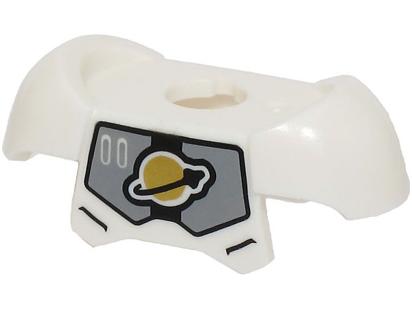 Minifigure Armor Breastplate with Shoulder Pads and 2 Back Studs with Light Bluish Gray Panels and Gold and Black Classic Space Logo Pattern (BAM): {бял}
