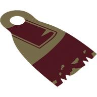 Minifigure Cape Cloth, Narrow with Single Top Hole and Tattered Edge with Dark Red Shapes Pattern: {тухлено жълт}