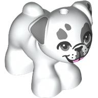 Dog, Friends, Pug, Standing with Black Nose, Dark Bluish Gray Ears, Eyes and Spots and Bright Pink Tongue Pattern (Juno): {бял}