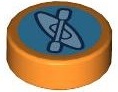 Tile, Round 1 x 1 with Lavender Kayak and Oar / Paddle on Dark Azure Background Pattern: {ярко оранжев}