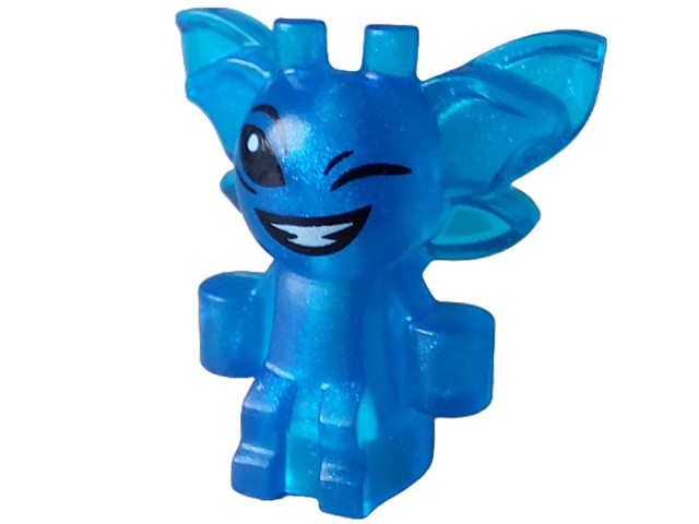 Cornish Pixie with Black Eyes, Wink and Lopsided Open Mouth Smile with White Teeth Pattern: {прозрачен син опал}