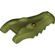 Alligator / Crocodile Head Jaw Upper with Yellow Eyes without White Glints Pattern: {маслинено зелен}