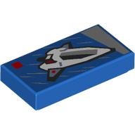 Tile 1 x 2 with LEGO City Set 60430 Interstellar Spaceship Box Art Pattern: {ярко син}